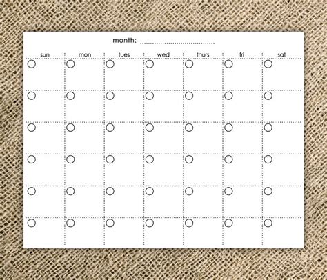 Calendar Printable Blank Simple Dots