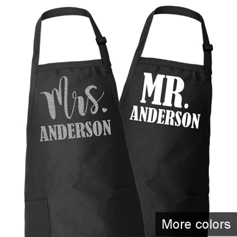 Mr And Mrs Aprons Customize Apron And Design Colors Wedding Ts Couple Aprons Personalized