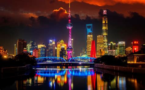 Download Wallpapers Shanghai Oriental Pearl Tower Jin Mao Tower