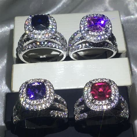 5 Colors Luxury Birthstone Ring 925 Sterling Silver 5a Aaaaa Cz