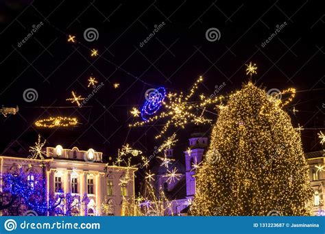 Christmas In The Center Of Ljubljana Slovenia With Christmas Tree