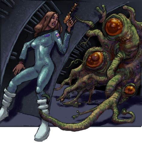 Girl Vs Space Monster Space Girl Sci Fi Art Horror Art