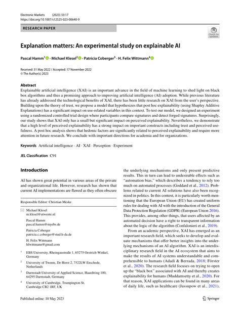 Pdf Explanation Matters An Experimental Study On Explainable Ai