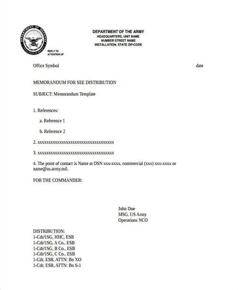 Army Memorandum Template Word Doctemplates