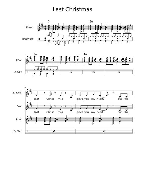 Www.musicnotes.com/l/rtrw4 ➜ learn piano easy: Last Christmas Sheet music for Piano, Alto Saxophone, Voice, Percussion | Download free in PDF ...