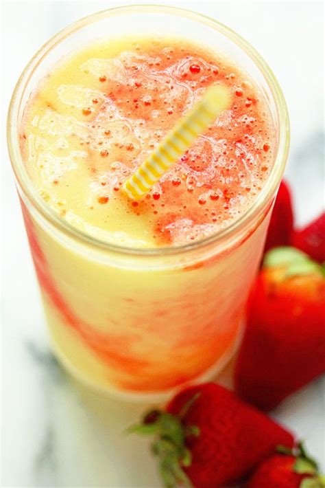 Tropical Strawberry Swirl Smoothies Recipe Food Smoothie Recipes Yummy Drinks