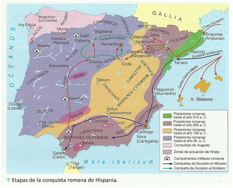 Mapa La Conquista Romana De La Península Ibérica