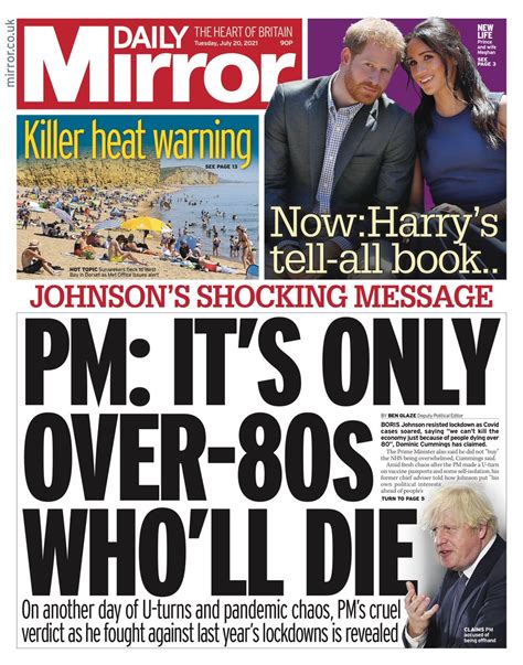 Daily Mirror Front Page Th Of July Tomorrow S Papers Today