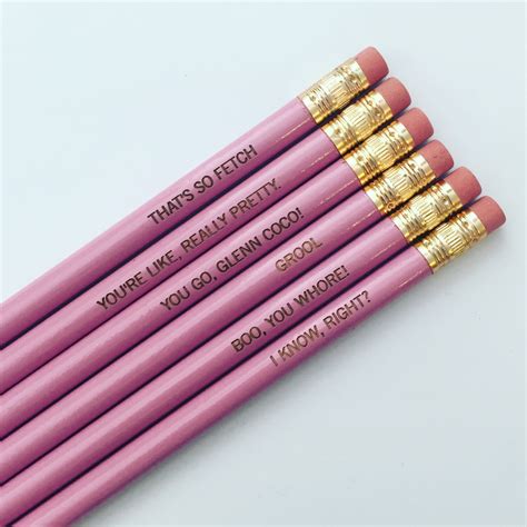 Mean Girls Assorted Engraved Pencil Set 6 Lavender Pencils