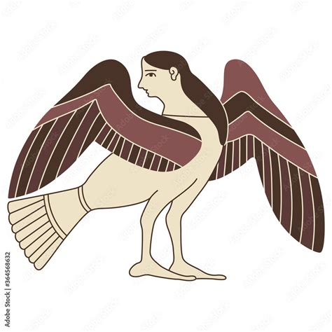 Fantastic Winged Bird Woman Ancient Greek Siren Or Harpy Stock Vector