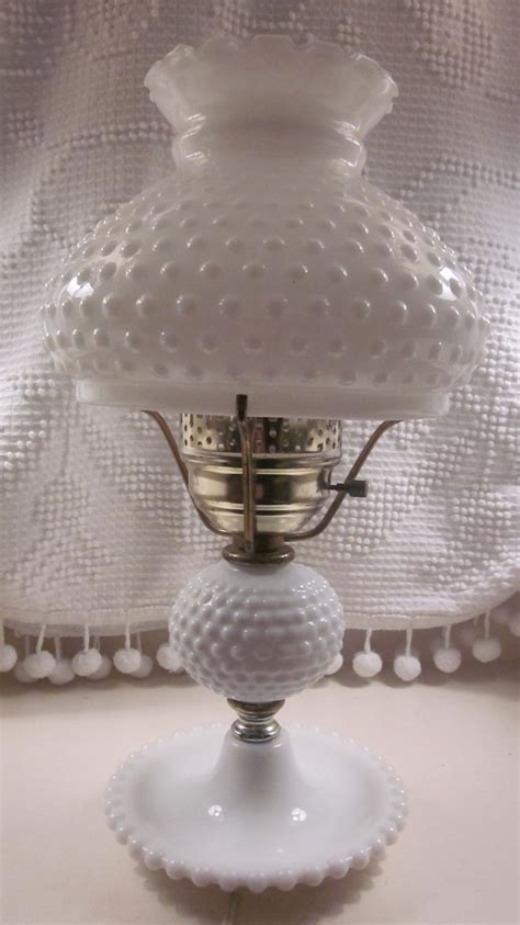 Large Fenton Hobnail Milk Glass Lamp S S