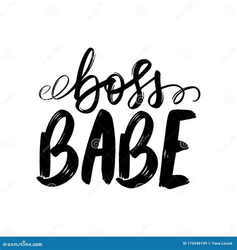 Boss Babe Vector Poster Brush Calligraphy Feminism Slogan With Handwritting Lettering Stock