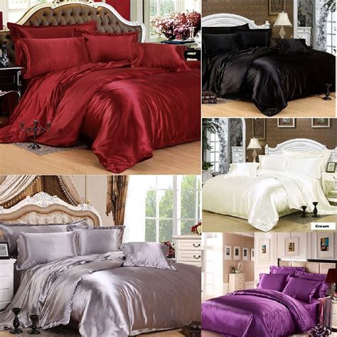 Check out entire satin silk bedding sets collection satin silk has been the desire of so many of us, to decorate our bedroom and complete our night's sleep on the luxury of satin silk bedding. 7pc Satin Bedding Sets = Duvet Cover + Fitted Sheet + 4 ...