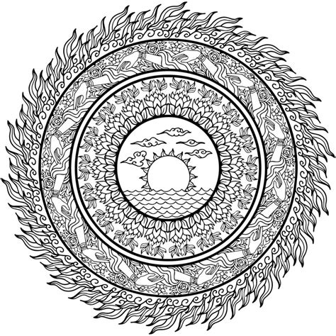 Vector Sun Mandala Coloring Page Outline 8822659 Vector Art At Vecteezy