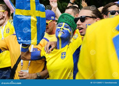 Swedish Fans Parade People Singing And Dancing Editorial Photography Image Of Scandinavian