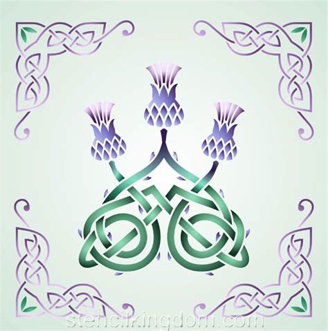 Celtic Three Thistles Stencil Designs From Stencil Kingdom Celtic