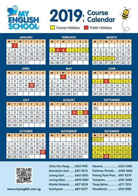 2019 Calendar Now Available My English School