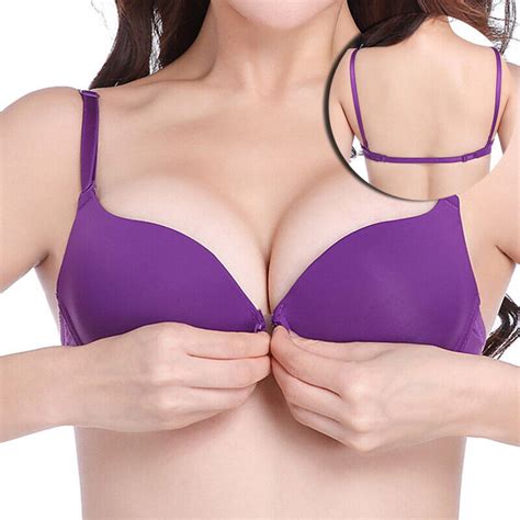 Womens Front Closure Bralette Push Up Bras 30 38 AA A B Cup Deep V