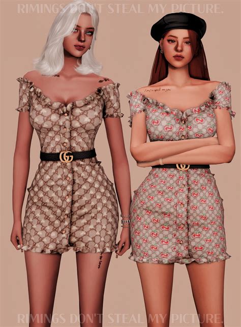 Belt And Tight Off Shoulder Dress At Rimings Sims 4 Updates