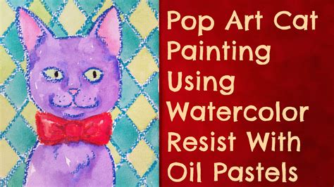 Cat on the books, cat drawing, cute cat,cat cartoon, reading room decor. Pop Art Cat Painting Using Watercolor Resist • Art Supply ...