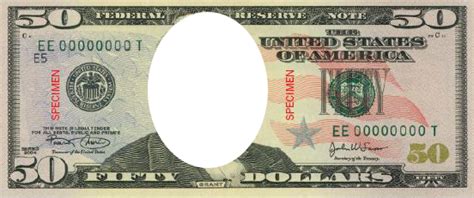 Download Blank 50 Dollar Bill Template President Is On Money Full