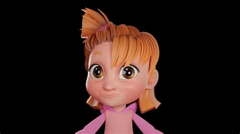 3d model cartoon girl fully rigged vr ar low poly cgtrader