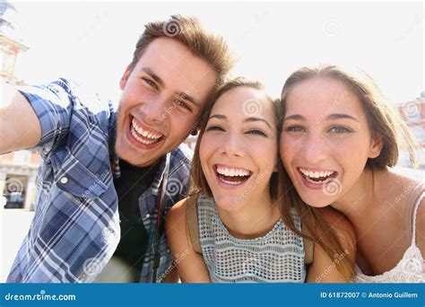 Group Of Teen Friends Taking A Selfie Stock Image Image Of Close