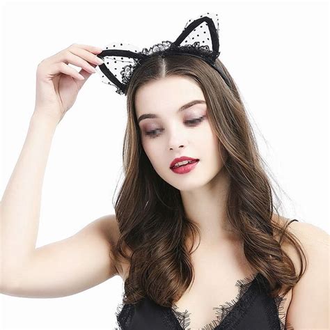Halloween Headband Lace Cat Ears Accessory Party Props Favors Costume