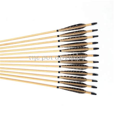 61224pcs Wooden Arrows Natural Feather Fletched Wood Shaft For