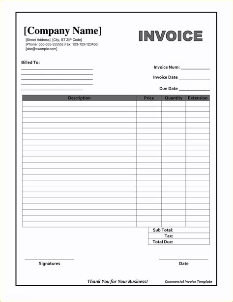 Free Blank Invoice Templates 30 Pdf Eforms Editable Invoice Excel