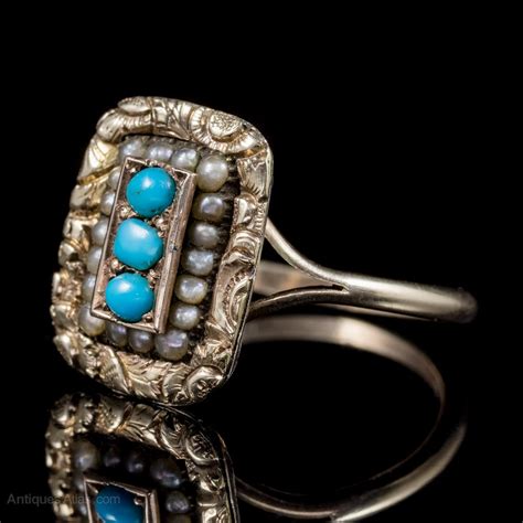 Antiques Atlas Antique Georgian Turquoise Pearl Ring 18ct Gold