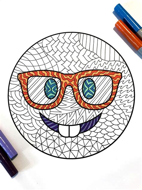 And zentangle designs are relaxing pictures to color. Nerd Emoji - PDF Zentangle Coloring Page | Emoji coloring pages, Emoji drawings, Coloring pages