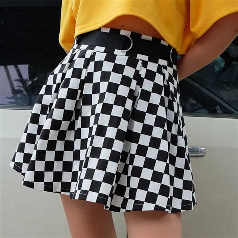 Checkered Pleated Mini Skirt Goth Aesthetic Shop