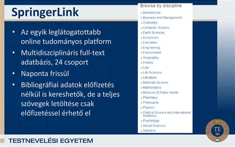Kiadói adatbázisok SpringerLink PubMed Surf a német sport