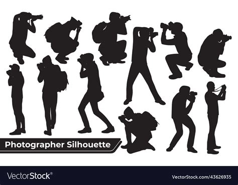 Collection Of Photographer Silhouettes Royalty Free Vector