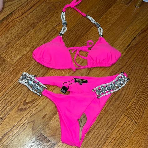 Sunstation Swimwear Swim Never Worn Hot Pink Embellished Bikini