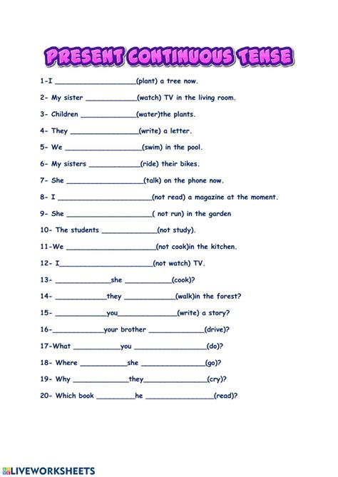 Present Continuous Tense Online Activity For A Quizalize