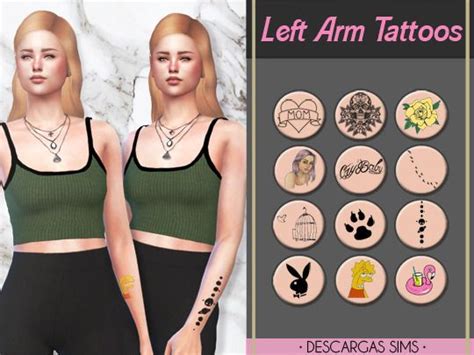 Tattoospiercings Right Arm Tattoos From Descargas Sims • Sims 4