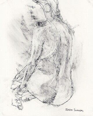 Female Nude Figure Original Graphite Drawing Naked Woman Gesture Art