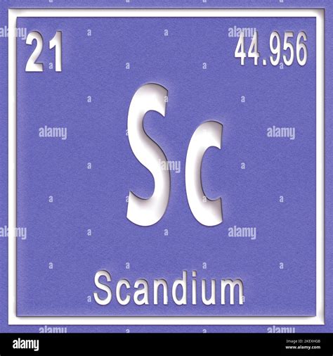 Scandium Chemical Element Sign With Atomic Number And Atomic Weight Periodic Table Element