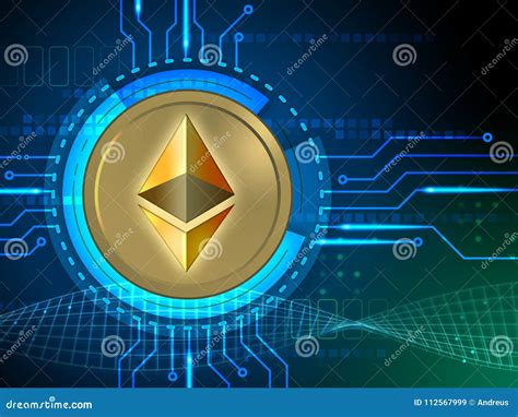 Ethereum Symbol Connected To Some Circuits Editorial Stock Image