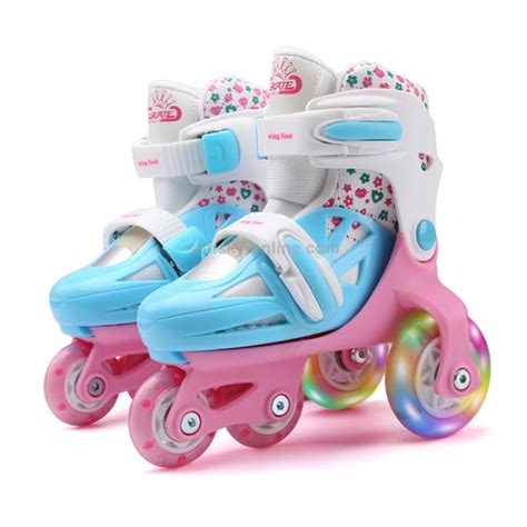 Adjustable Children Flash Four Wheel Roller Skates Skating Shoes With