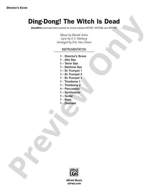 Ding Dong The Witch Is Dead Score Choir Score Digital Sheet Music