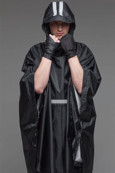 Hooded Raincoat Men Black Rain Slicker Rain Poncho Cape Etsy