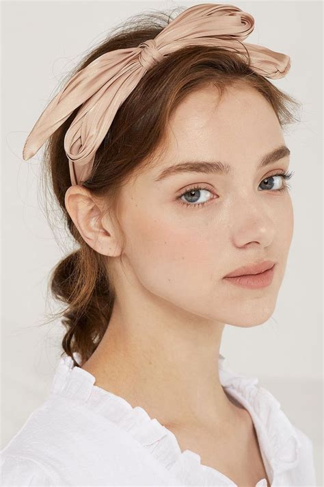 Satin Knotted Bow Headband In Hair Reference Face Photography