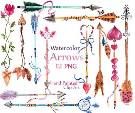 Watercolor Arrows Clipart Arrows Clip Art Tribal Etsy Arrow