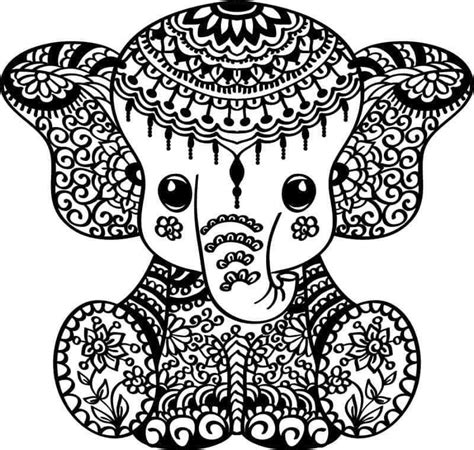 Animal Mandala Coloring Pages Elephants Coloring Pages