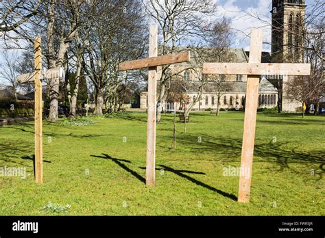 Three Easter Crosses Outside St Georges Parish Church Jesmond