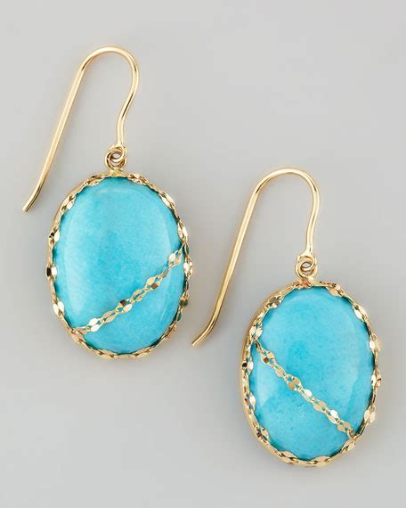 Lana Turquoise Chain Detail Drop Earrings