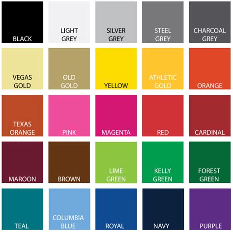 Color Chart For Sublimation